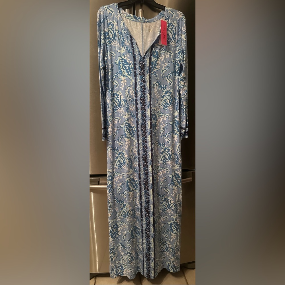 LILLY PULITZER BLUE PERI FAYE UPF-50 MAXI DRESS SIZE L MSRP $198.00 NWT - Picture 5 of 11
